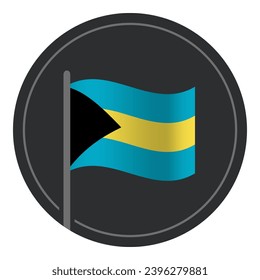 Abstract Bahamas Flag Flat Icon in Circle Isolated on White Background