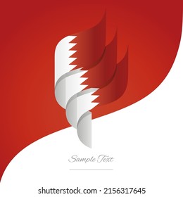 Abstract Bahrain 3D wavy flag white red modern ribbon strip logo icon abstract background vector