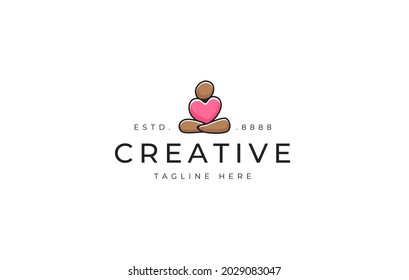 Abstract Balancing Stone People Logo Design Template. Heart Balancing Stone People Design. Creative Vector Icon Design Concept.