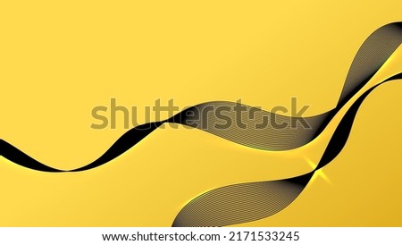 Abstract balck lines lighting effect on yellow background. Vector graphic illustration.