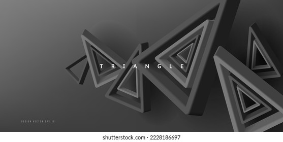 Abstract balck Triangle Background. 3D abstract geometric composition