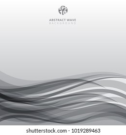 Abstract balck and white curve lines pattern wave on gray background and texture. Vector illustration