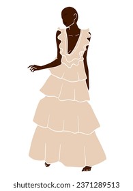 Abstract bald black woman illustration. Vector illustration.