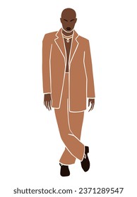 Abstract bald black woman illustration. Vector illustration.