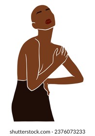 Abstract bald black woman portrait illustration. Vector illustration.