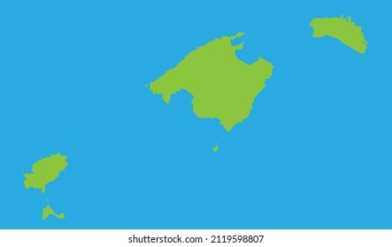 abstract Balearic Islands outline shape isolated on blue background, vector illustration