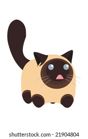Abstract balinese cat that looks like "Feed me" or "sorry"