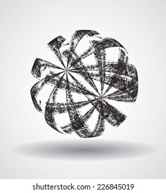 Abstract Ball with Brushed Lines in Grunge Style