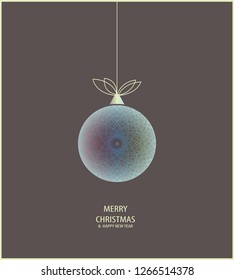 Abstract ball or christmas card. Realistic isolated vector ball. Shiny christmas ball. Happy new year card design. Happy new year event.
