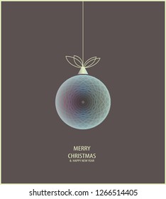 Abstract ball or christmas card. Realistic isolated vector ball. Shiny christmas ball. Happy new year card design. Happy new year event.