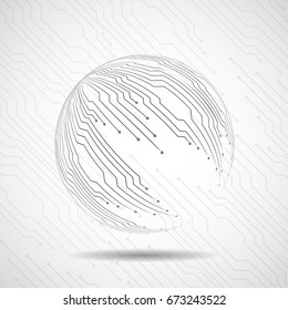 Abstract ball of circuit board. Vector illustration. Eps 10