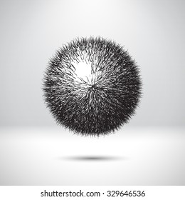 Abstract ball with curvy needles or hair