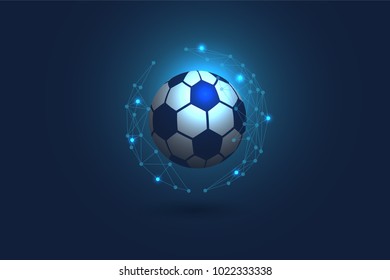 Abstract Ball digital background with technology circuit board texture. Sport concept. Circular element. Dot Connected.