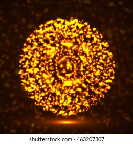 Abstract ball of glowing particles