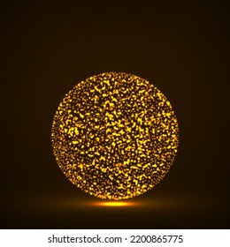 Abstract ball with glowing particles, circle with chaotic points, abstract neon sphere. Vector illustration