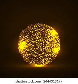 Abstract ball with glowing particles, circle with chaotic points, abstract neon sphere. Vector illustration