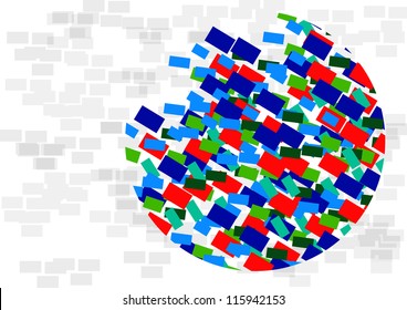 abstract ball with rainbow magical wave vector celebrate