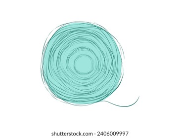 Abstract ball thread. Knitting, hobby icon, needlework. Threads in skein. A skein of wool. Sketch, drawing, ball wool pet toy. Vector illustration, isolated background.