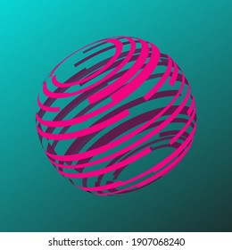 Abstract ball. Vector ball made of stripes. Abstract figure