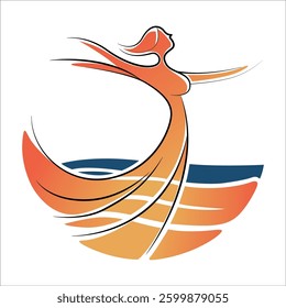 Abstract Ballet Dance vector, A Girl Dances Ballet in Cartoon Style vector Illustration.
