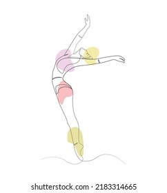 Abstract ballet dancer in studio woman dance pose elegant one line art design