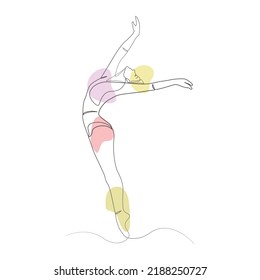 Abstract ballet dancer in studio woman dance pose elegant one line art