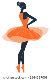 Abstractas chica de ballet en la danza posa Ilustración vectorial plana