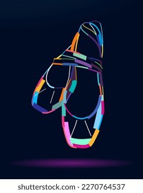 Abstract ballet shoes, pointe shoes with a ribbon from multicolored paints. Colored drawing. Vector illustration of paints