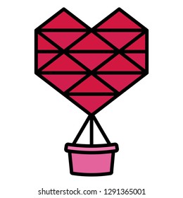abstract balloon air hot with hearts shape