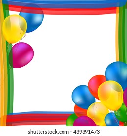 abstract balloon rainbow frame. Vector party background
