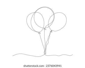 Globos abstractos dibujo continuo de una línea de arte