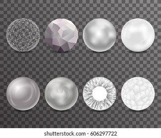 Abstract Balls Burst Curl Polygonal Set Symbol Transparent Background Design Isolated Vector Illustration