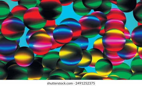 Abstract balls geometric gradient color background. For graphic design. Abstract colored spheres, balls, circles. 3d vector illustration
