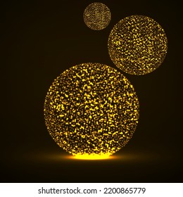 Abstract balls with glowing particles, circles of chaotic points, abstract neon sphere. Vector illustration