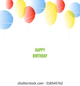 Abstract baloons floating on top and text HAPPY BIRTHDAY