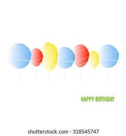 Abstract baloons in line and text HAPPY BIRTHDAY