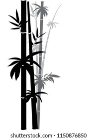 Abstract bamboo branches with leaves grunge illustration.