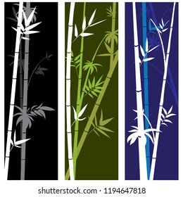 Abstract bamboo branches with leaves grunge illustration.