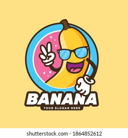 abstract banana character logo template