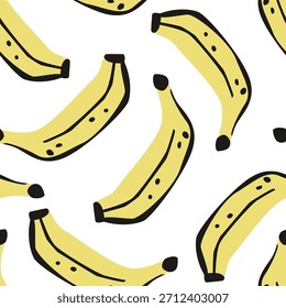 Abstractas dibujo de plátano sin patrón. Fondo de frutas tropicales. Ilustración vectorial para el Fondo de pantalla de la cocina, productos del cuidado de la salud, tela, diseño textil