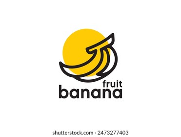 abstract banana fruit linear style logo vector design