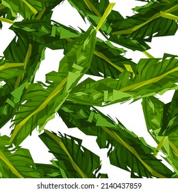 Resumen del patrón transparente de la hoja de plátano. Fondo de camuflaje de hojas tropicales. Textura de diseño repetida para impresión, tela, papel envolvente, moda, interior, papel pintado, tejido.Ilustración vectorial.
