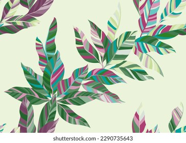 Abstract banana leafage endless pattern vector. Trendy organic spring t shirt tissue print. Hawaiian tree branch leaves repeat pattern. Tropical plant elements.