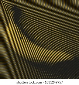 abstract banana made out of curvy radiating lines.