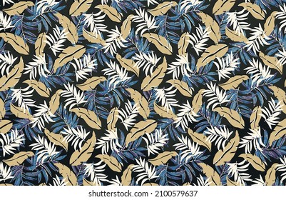 abstract banana and palm leaves vector design all over illustration digital image for textiles motif