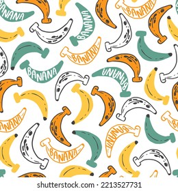 Abstract Banana and Banana Tropical Fruit Vector Seamless Pattern can be use for background and apparel design