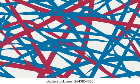 Abstract bands intertwine dynamically on a white backdrop creating an artistic pattern