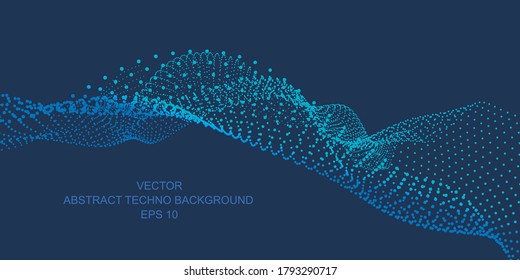 Resumen Baner .Estructura molecular .Espiral torcida .Fondo de tecnología .Fondo azul abstracto hecho de partículas .Ilustración 3D.Ilustración 3D.