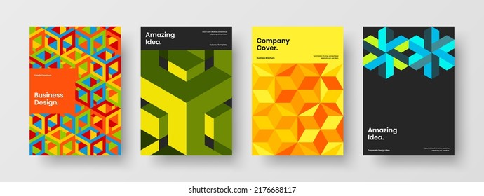Resumen del conjunto de conceptos vectoriales de diseño de banner A4. Magnífica composición de ilustraciones del manual de hexágonos geométricos.