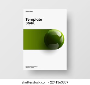 Abstract banner A4 design vector concept. Vivid realistic spheres annual report template.